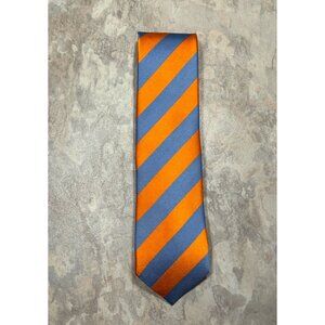 XMI Men's Striped Silk Necktie in Orange/Blue
